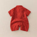 Summernew arrival red full moon 100 days first birthday catching week clothes new chinoiserie baby one-piece clothes chinese style ritual crawling clothes