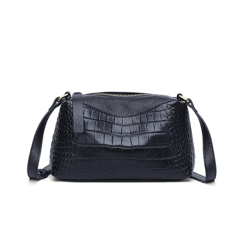 Casual trend leather women's messenger bag 2025 new versatile women's backpack crocodile pattern first layer cowhide shoulder bag