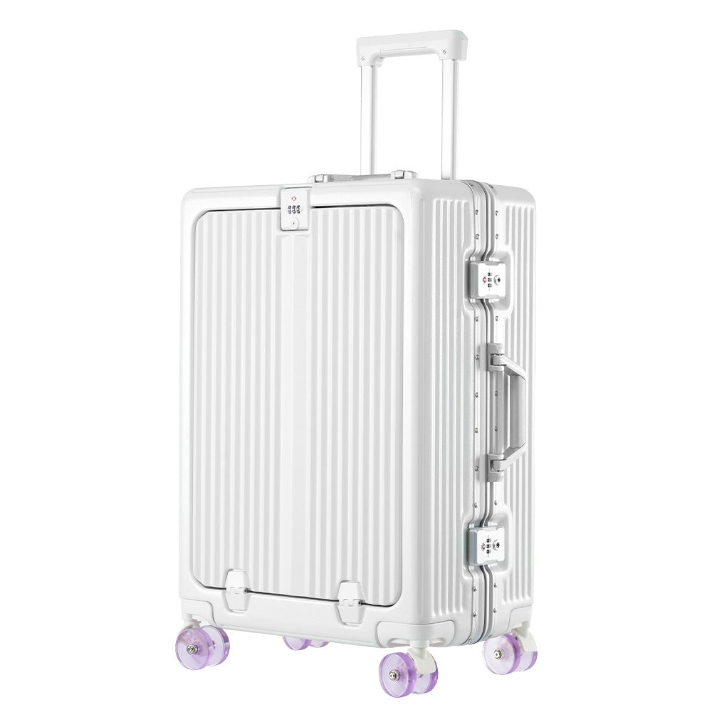 One-click front open aluminum frame 20-inch boarding case, ice skating wheel suitcase, customs lock suitcase 24-inch anti-drop trolley case