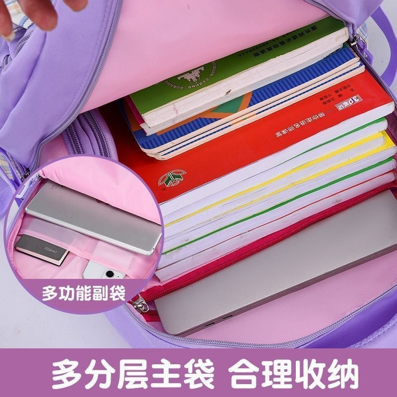 foreign trade school bag plaid primary school student backpack spine protection and burden reduction girl large capacity kids backpack cute