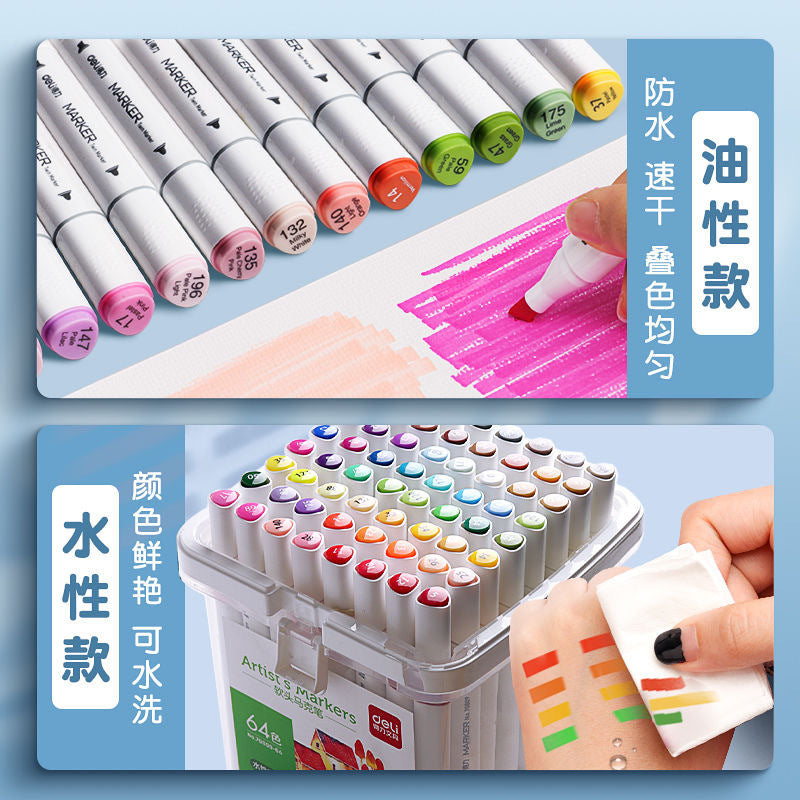 Deli 70816 Children's Washable Soft Head Marker 48 Colors Student Watercolor Pen 36 Double Head Color Brushes