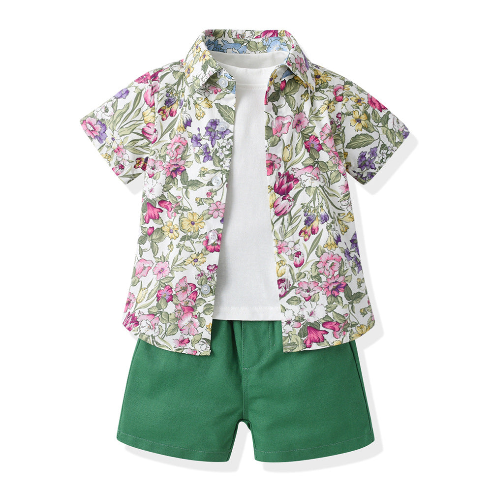 boyssuit summer short-sleeved summernew arrivalchildren's kids boys fashionable cool handsome trendy children's clothing