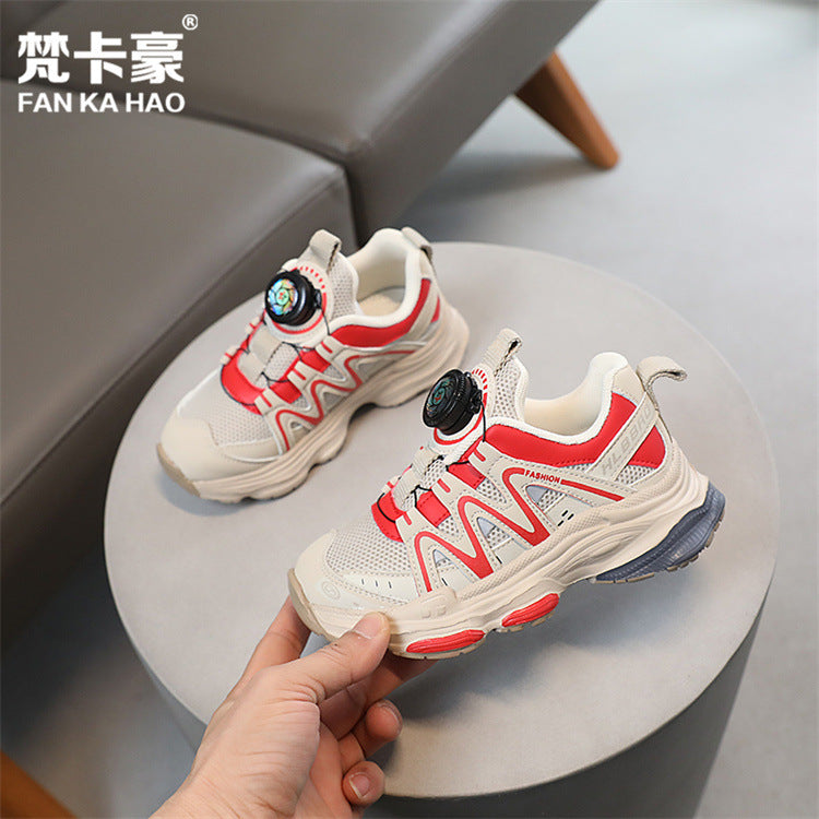 Vancahao kids' rotating buckle sneakers -  spring/autumn new arrivals: girls' chunky sneakers, boys' casual running shoes