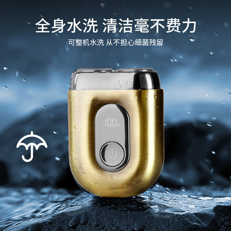 Mini alloy electric shaver - magnetic dual-ring floating head, portable & waterproof for home & travel - wholesale