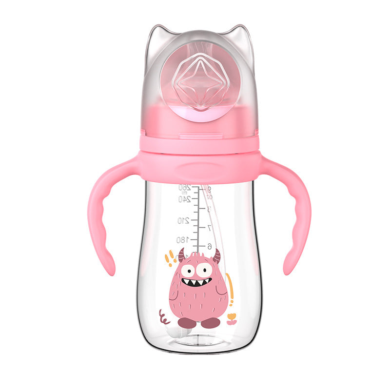 English boxed baby bottle anti-drop and leak-proof wide diameter pp bottle with handle anti-choking and anti-flatulence bottle wholesale