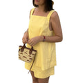 european and american export women's clothing: new summer casual fashion solid color camisole tie-back backless mini skirt set
