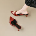 High-heeled slippers 2025 spring new arrival women's shoes casual lightweight pointed slippers one-shaped outwear high-heeled sandals
