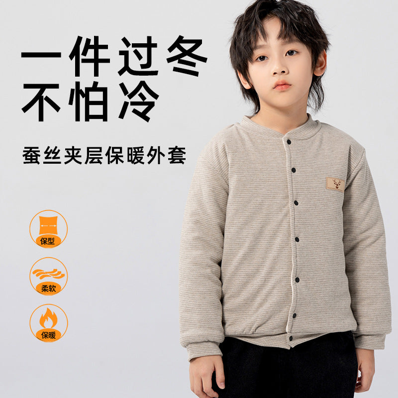 Kids boys and girls school uniform artifact silk heattechoutwear cotton pants children's fall and winterheattech adult cotton outwear