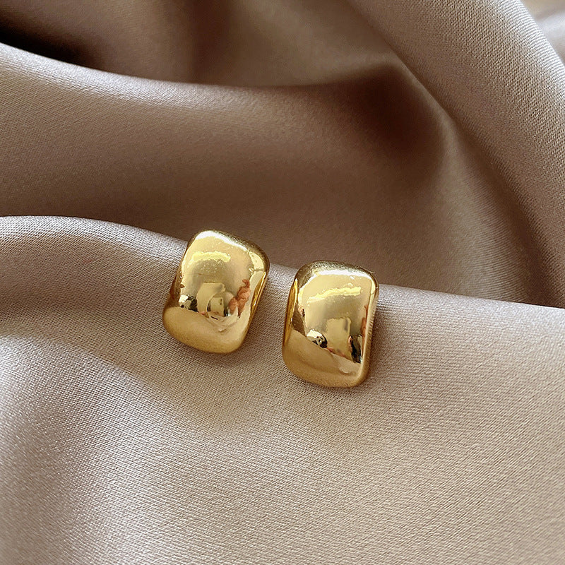 925 silver needle hong kong style retro metal earrings for women classy geometric plain hoop earrings easiest for match exaggerated work clothing earrings