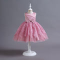 Ready-to-ship wholesale children's formal dresses, beaded floral patterned princess dresses for girls, perfect for everyday wear, birthdays, and banquets, made with satin fabric