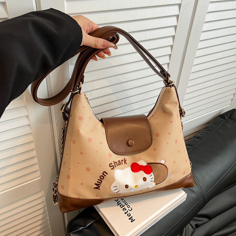 2025 new women's bag: autumn/winter retro versatile crossbody bag, fresh & sweet polka dot single/double shoulder bag, commuter bag