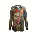 wholesale women's long-sleeved shirts, trendy all-season shirts with popular cross-border print designs, dropshipping available