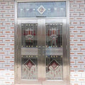 304 stainless steel door self-built house double-open rural glass door for home white steel rose entrance security door