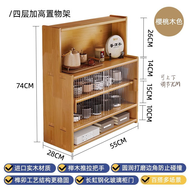 Solid wood bay window cabinet storage locker household balcony renovation window sill antique bookshelf Japanese dust-proof bookcase
