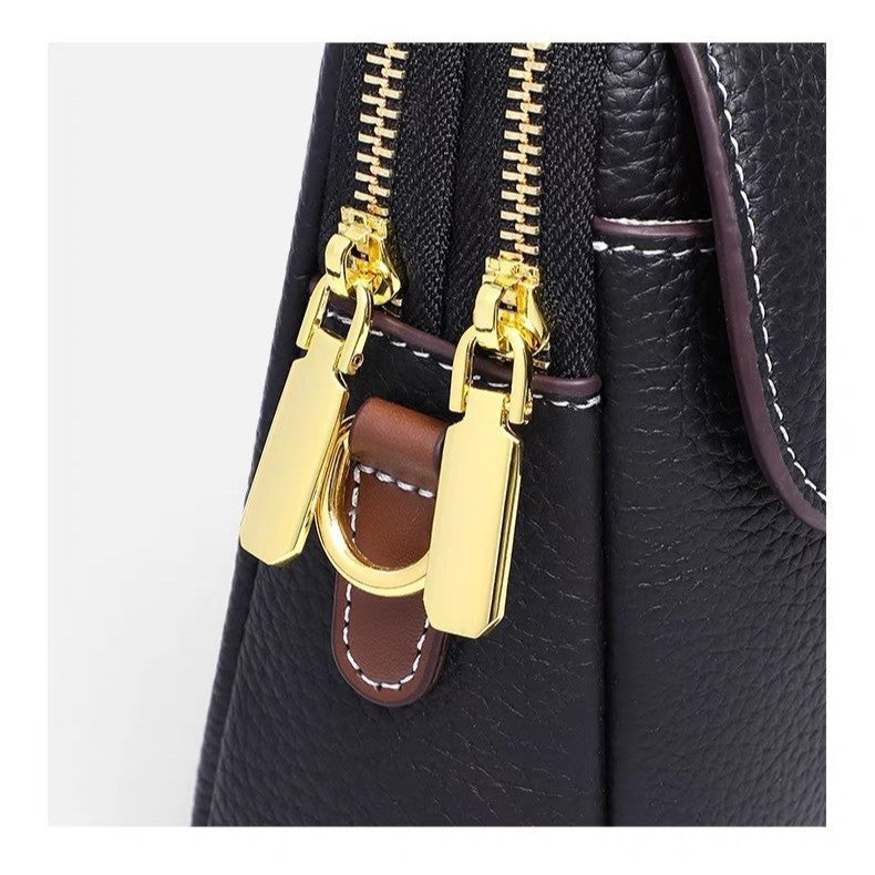 Top-grain leather 2024 new trendy fashion shoulder bag, stylish women's phone bag, soft leather versatile genuine leather handbag