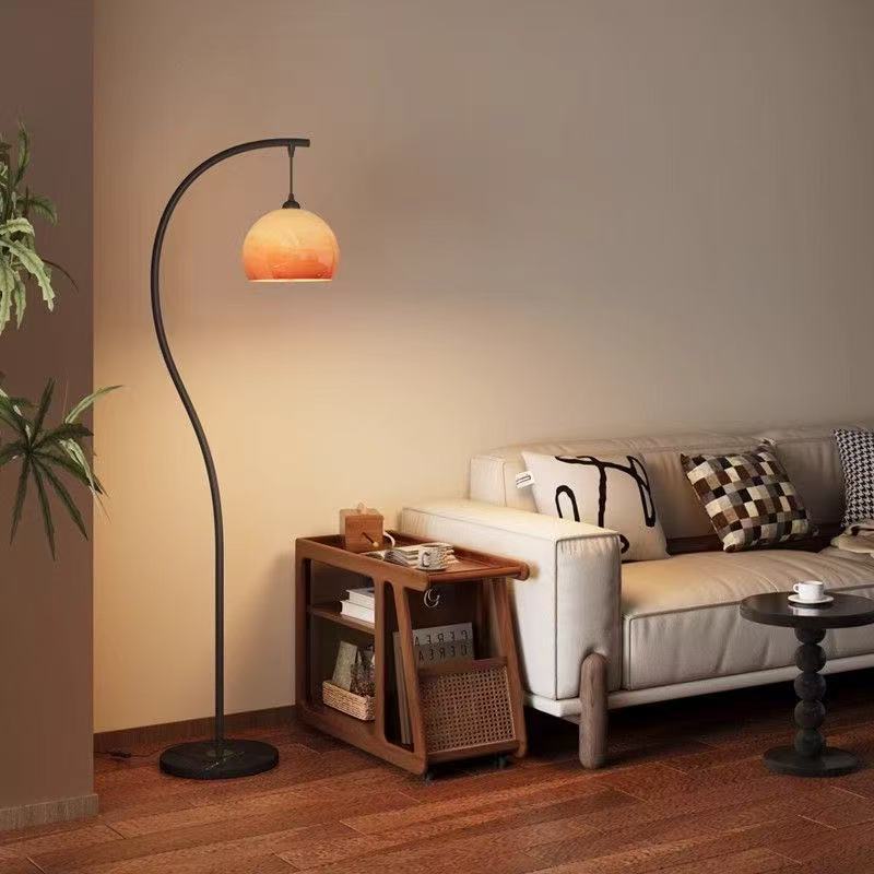 French retro crescent glass bauhaus floor lamp - luxurious artistic living room zen-inspired vintage floor lamp