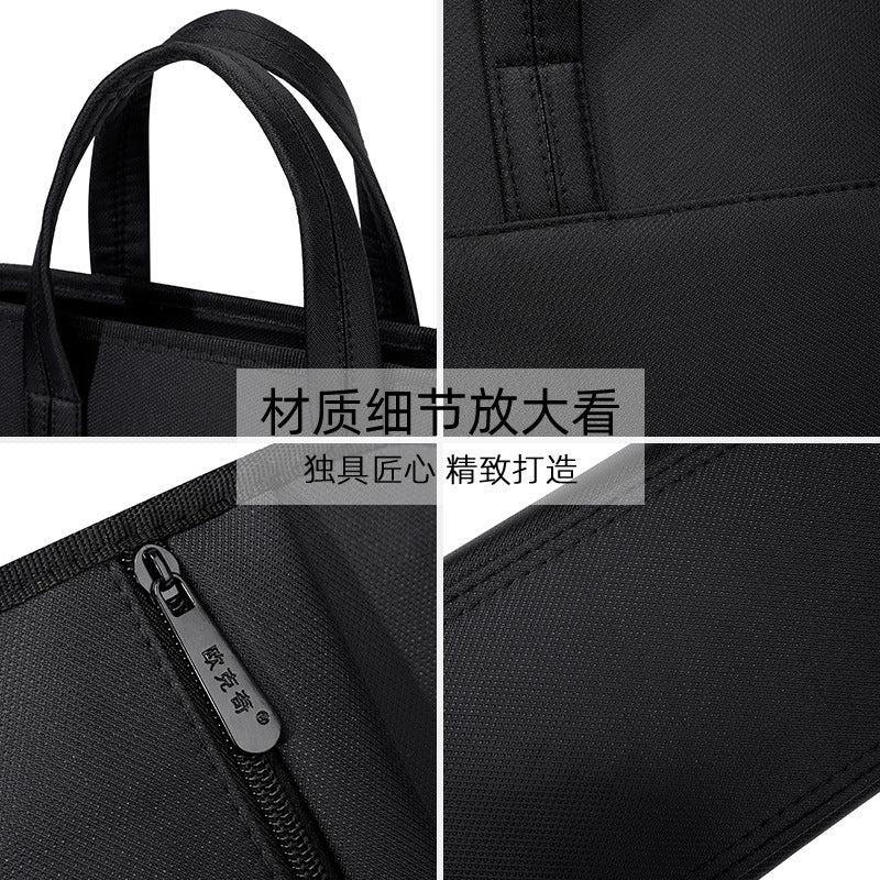 Large capacity vertical briefcase - waterproof oxford cloth document bag for meetings and travel