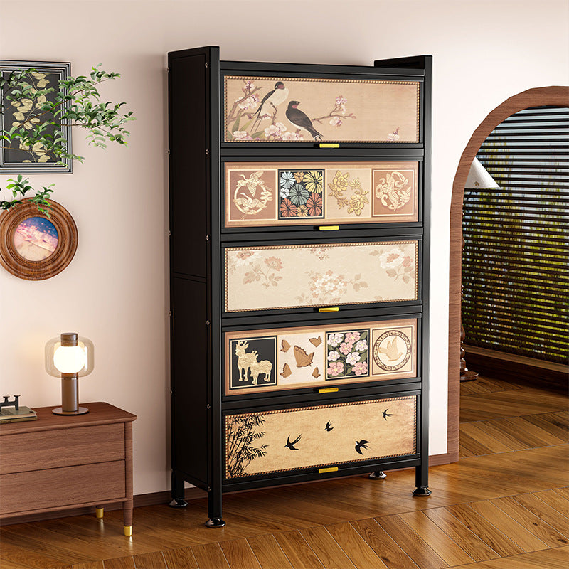 Medieval style locker dustproof bookcase wall-mounted all-in-one locker living room storage cabinet iron art storage storage