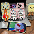 Polka dot long white dog stand compatible iphone 16 cartoon phone case apple 17 pro max drop-proof soft case