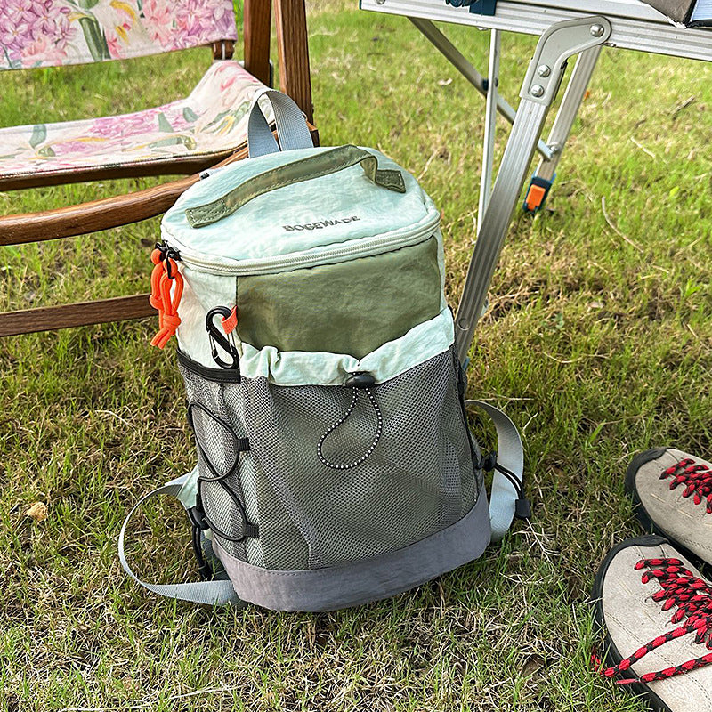 Cross-border new outdoor sports mountaineering bag contrasting color splicing drawstring backpack trendy fashion lightweight travel backpack