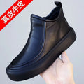 2025 winter new men's wool-lined fleece warm casual versatile martin boots slip-on casual shoes non-slip cotton boots