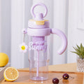 New arrival high-looking ice cup with lifting ring, large capacity double drink plastic water cup with handle and tea drain, tea straw cup