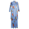 New arrival:  &  stand collar long sleeve printed african plus size women's two-piece dress set