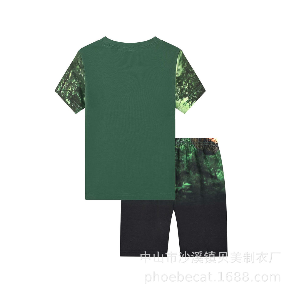 3d digital printing forest secret realm ferocious beast home wear short-sleeved shorts 2-piece set