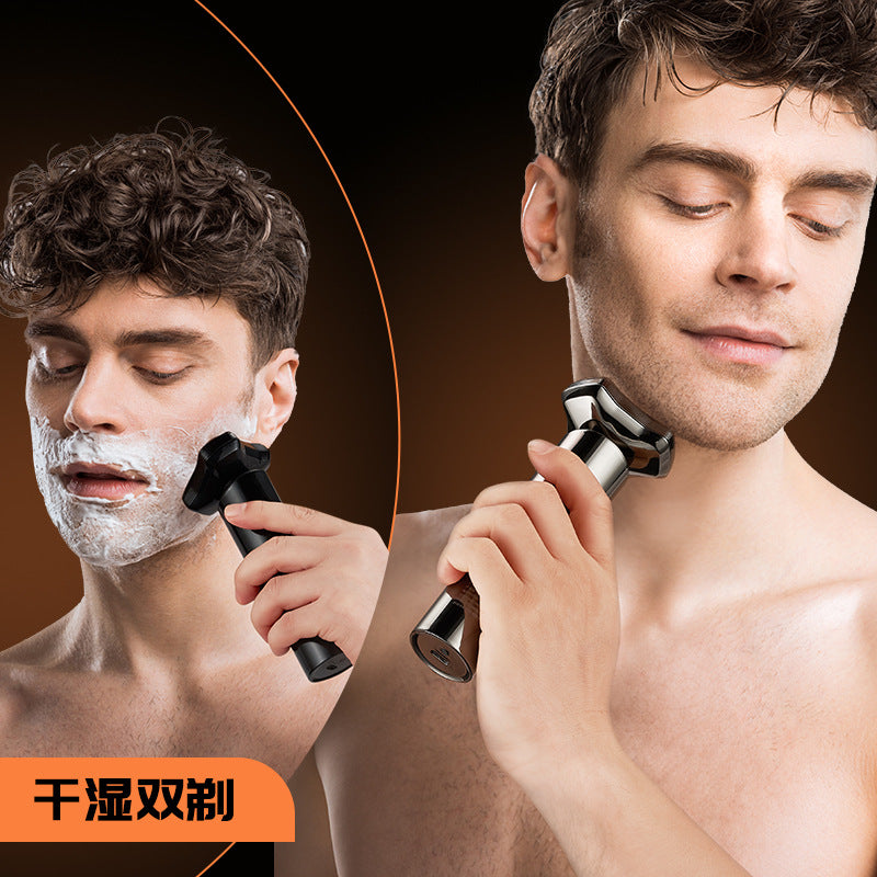 Smart anti-pinch shaver with floating magnetic triple heads, washable, led digital display, and multi-function design