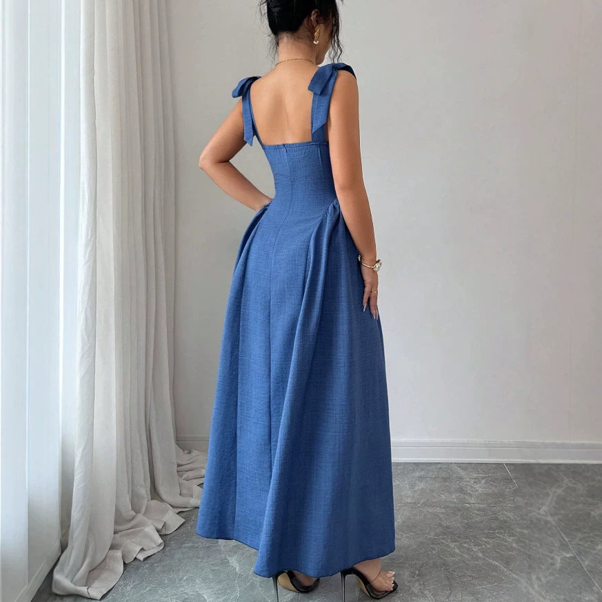 cross-border fashion sleeveless waist a swing halter dress women's summer new floral slimming look skirt