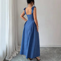 cross-border fashion sleeveless waist a swing halter dress women's summer new floral slimming look skirt