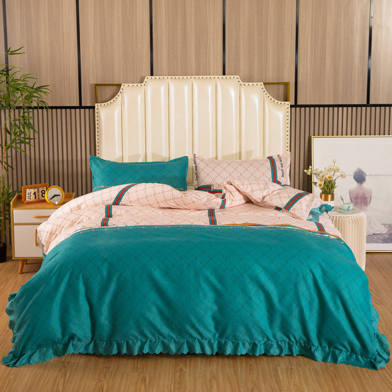 Korean style lace duvet cover, king size 220*240cm, princess duvet cover, student dorm single duvet cover, cartoon wedding bedding