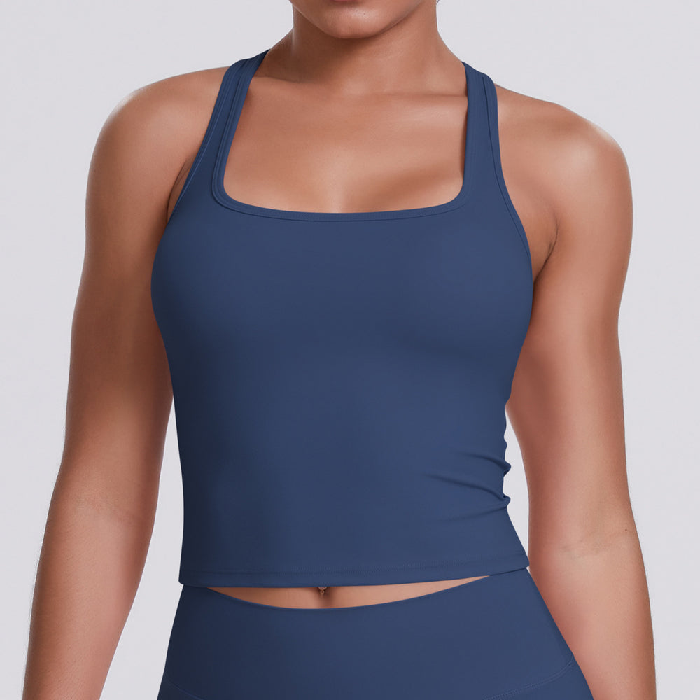 New women's solid color racerback tank top - brushed fabric, quick-dry, compression fit for running, fitness, and yoga