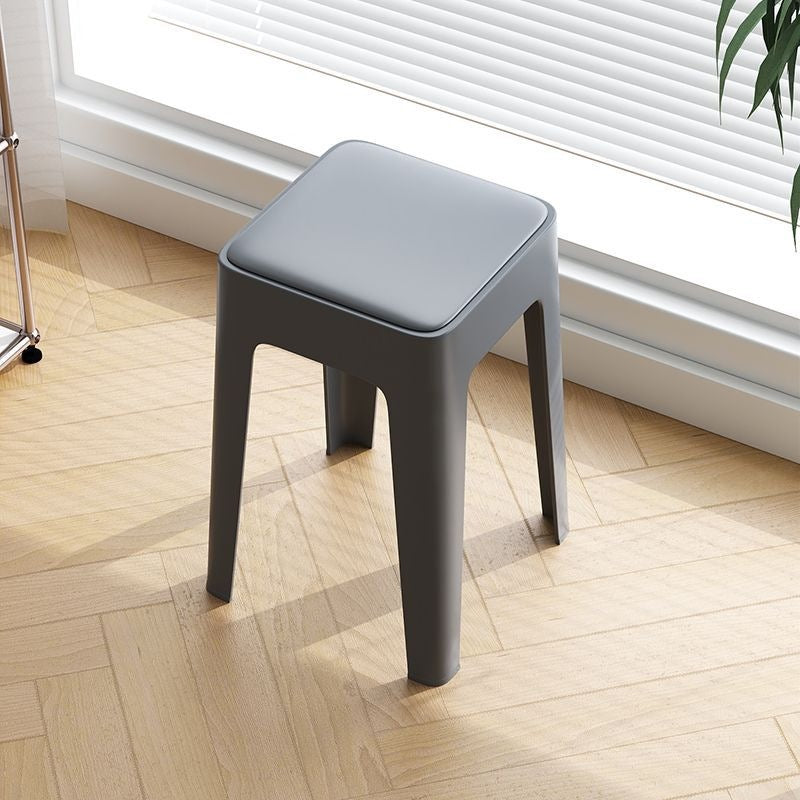 Thickened plastic stool for home use, extra thick, simple, stackable, comfortable for long periods of sitting, high stool, storage, pulley, living room