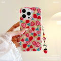Full screen strawberry glue glitter suitable for iphone17 anti-fall mobile phone case apple 16promax anti-fall protective cover