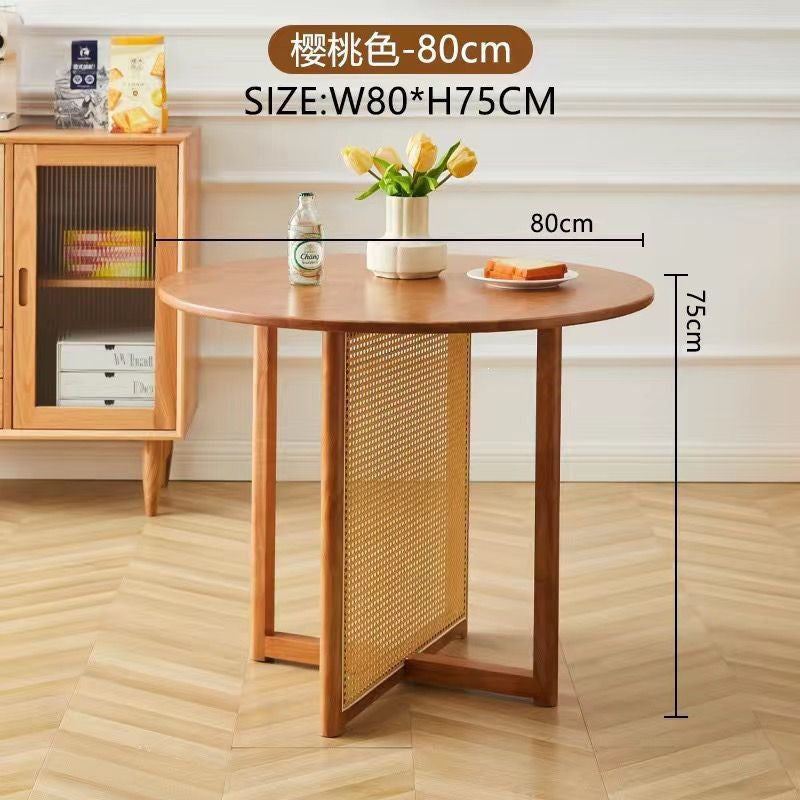 Tea table nordic style for home b&b milk tea shop cafe solid wood rattan table and chair combination small apartment ideal choice