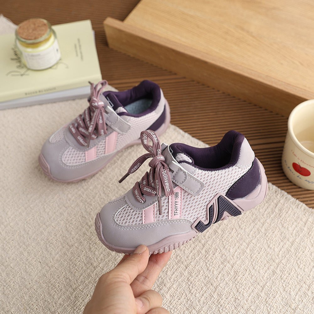 Girls' athletic shoes - new spring/autumn collection: breathable kids' running shoes, stylish color-blocked soft sole mesh casual shoes for older girls