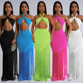 C7453 cross-border   fashion women's summer dress - tassel trim, bandeau style