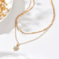 Wholesale niche necklaces: european and american cross-border jewelry for women - trendy layered sunflower & eight-pointed star clavicle chains