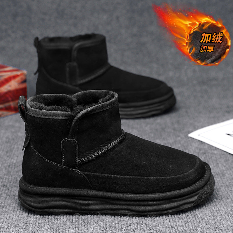Northeastern snow boots for men winterfleece-linedheattech large cotton shoes for men fur all-in-one cold-proof bread shoes non-slipwaterproof