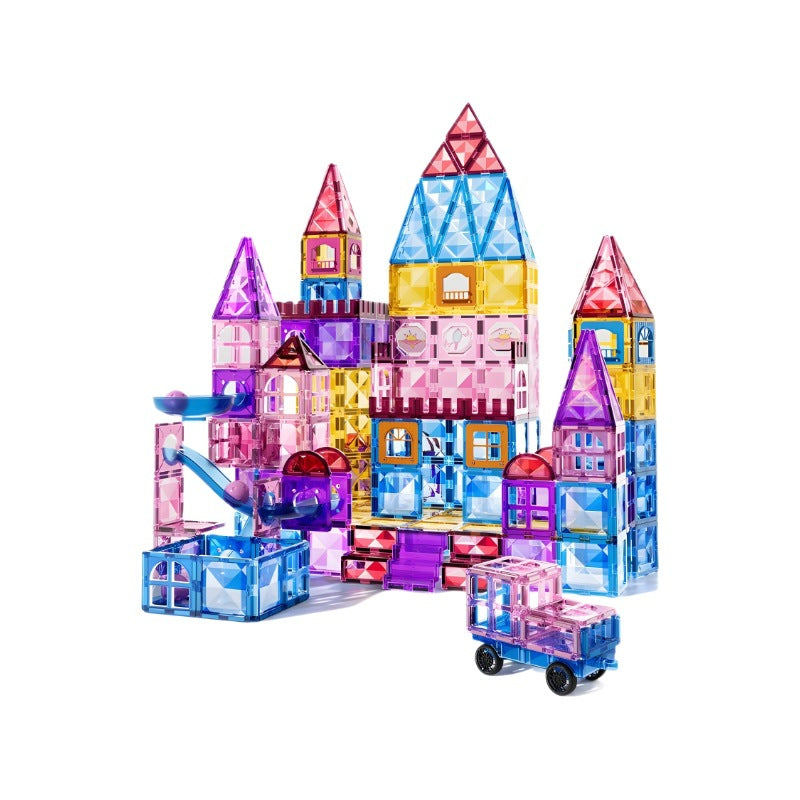 Kids puzzle variety of assemble building blocks castle paradise boys and girls colorful window magnetic sheet magnetic magnet intellectual toy