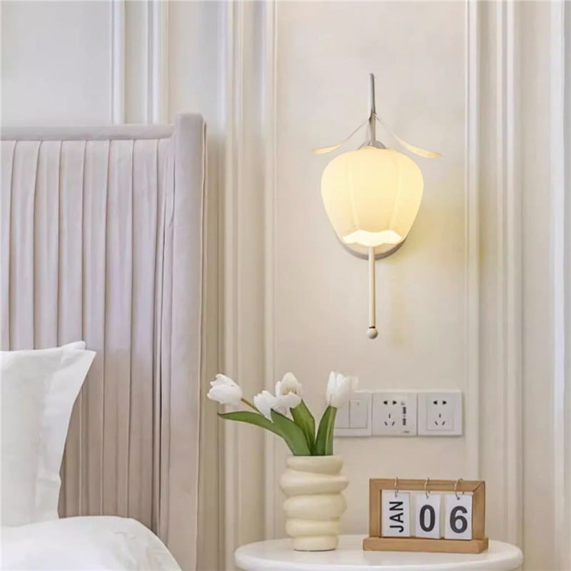 Rattan flower wall lamp nordic french cream lamp bright daily hook light aisle decorative wall lamp