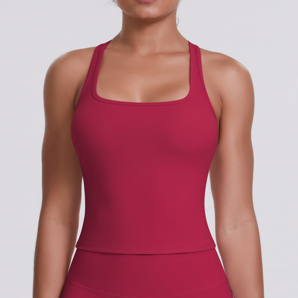Cloud-feel brushed racerback tank top for women, quick-drying, outdoor casual running fitness top, yoga wear