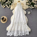 White fairy dress 2024 summer new arrival - high-end sleeveless halter neck lace patchwork loose elegant maxi dress