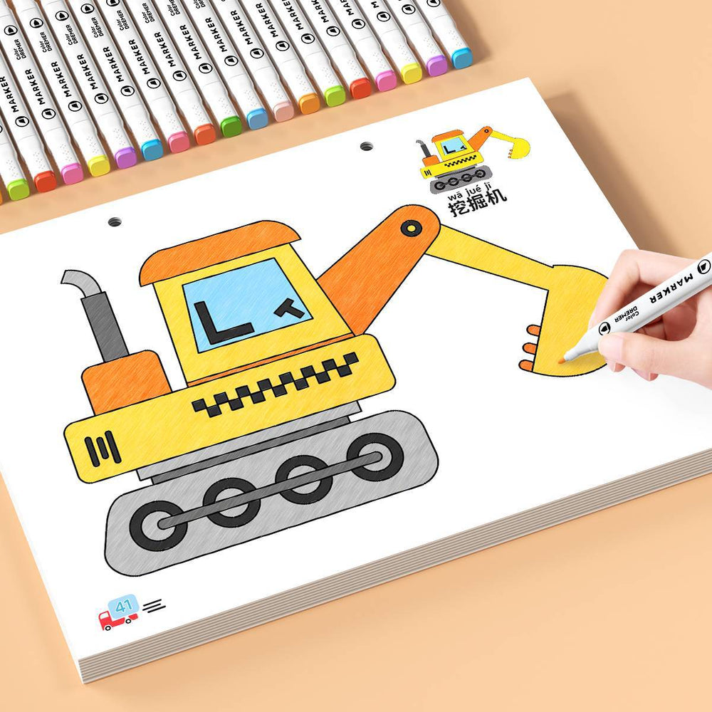 Kids' coloring book set: perfect for preschoolers, kindergarten, and early childhood art projects - includes markers and drawing pages
