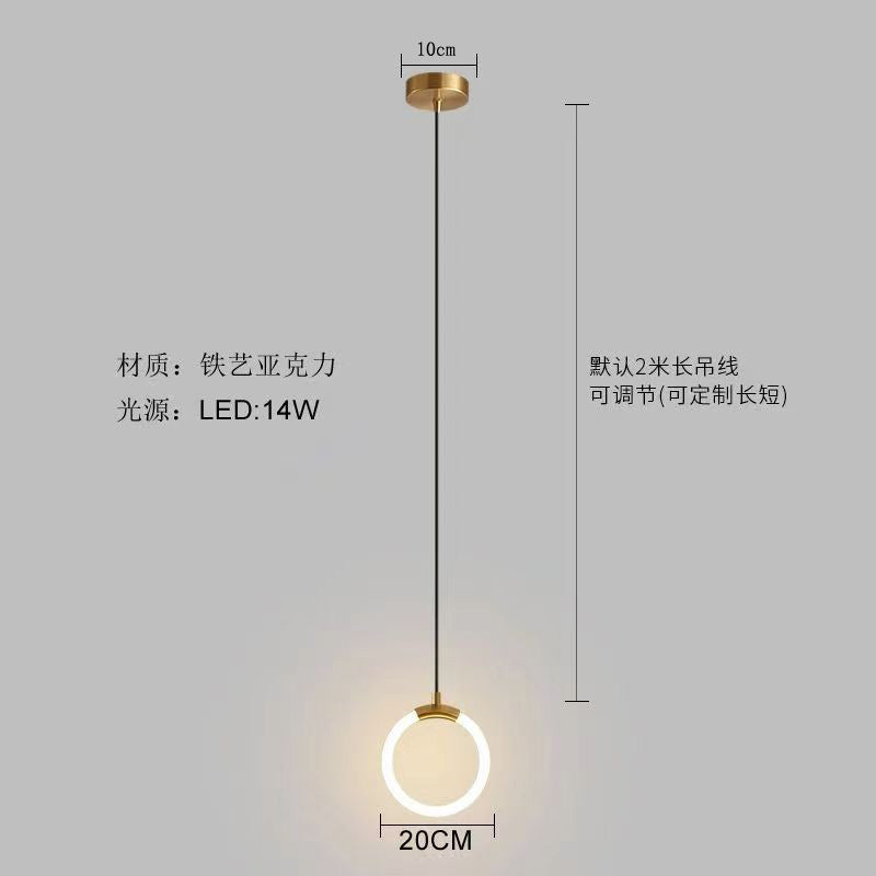 Modern minimalist brushed gold u-shaped linear pendant light - italian style for bedroom, bedside, dining room, island, bar, and hotel