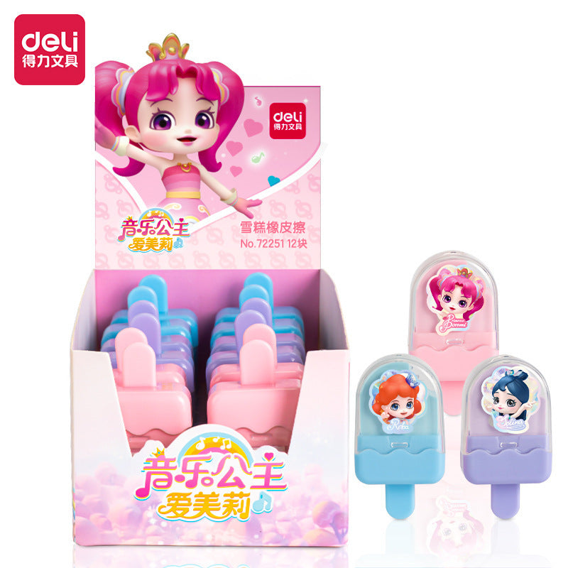 Deli 72251 Eraser Music Princess Ice Cream Eraser Student Children Creative Cartoon Cute Styling Eraser