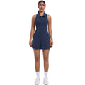 New women's cross-border slim-fit high-waisted turn-down collar activewear dress set for running, golf, tennis, and yoga