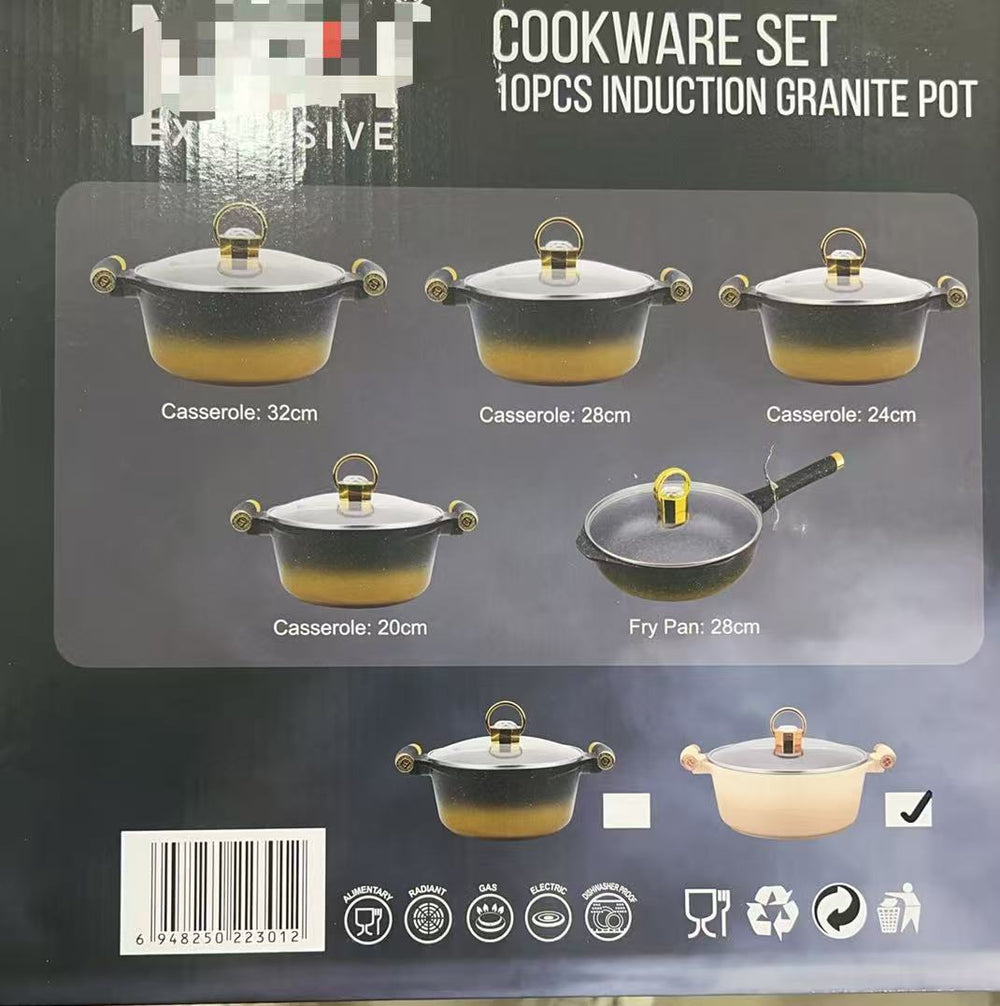 Exportexportfor home non-stick stone soup pot 10-piece set 10 pcs advanced non stick pot