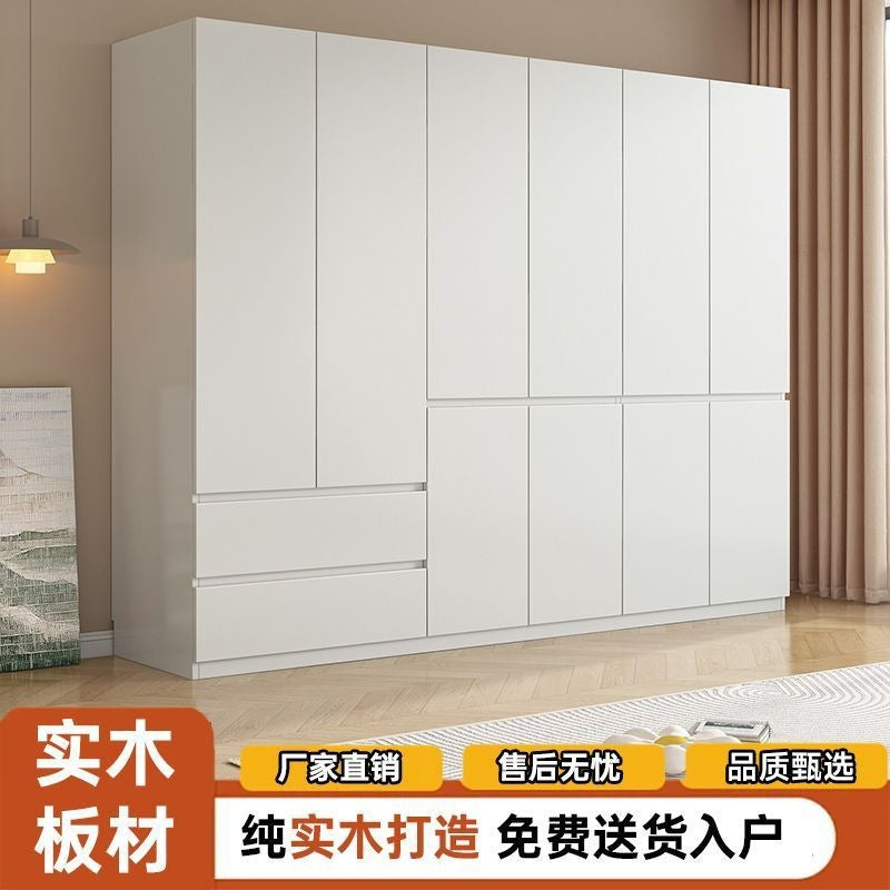 Solid wood wardrobe for home bedroom, rental property, modern minimalist small apartment, kids' closet, easy assembly storage wardrobe